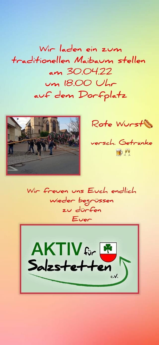 Maibaumstellen 2022 - wir freuen uns auf euch